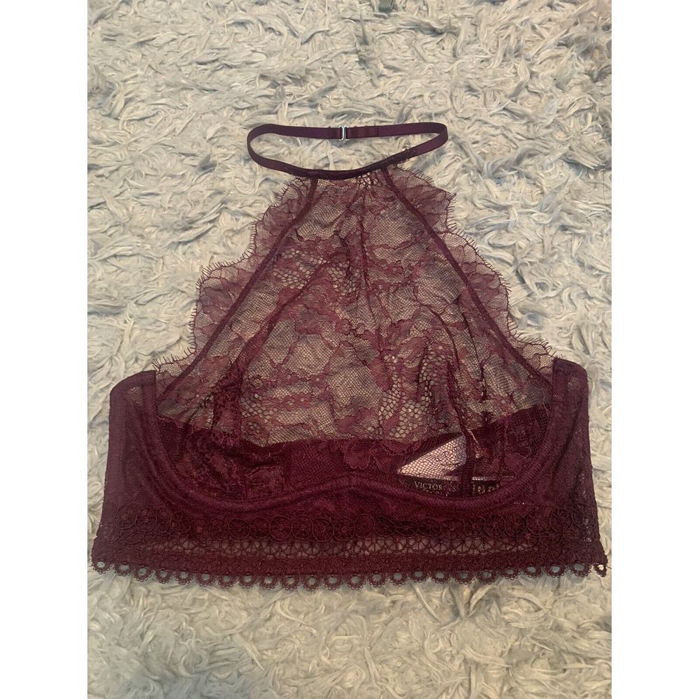 NWT Victoria's Secret‎ Very Sexy Bralette Sz 32C High-neck Underwire Burgundy